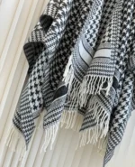 Dior Houndstooth Wool Cashmere Poncho - Image 6