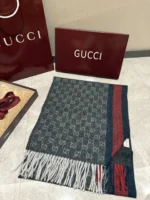 Gucci GG Web Stripe Cashmere Scarf - Image 6