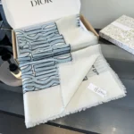 Dior Wave Pattern Cashmere Silk Stole - Image 6