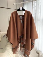 Burberry Classic Check Double-Sided Cape Shawl 130x150cm - Image 6