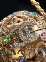 Chanel 26A Handmade Series Colorful Crystal Gold Hollow Spherical Evening Bag - Image 6