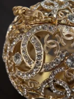 Chanel 25A Handcrafted Gold Hollow Spherical Evening Bag - Image 6
