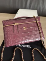 Chanel Crocodile-Embossed Vanity Case with Chain - Image 6