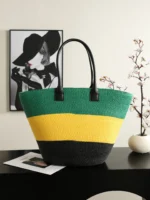 Chanel Coco Beach Colorblock Raffia Tote 58cm - Image 6