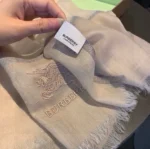 Burberry Embroidered Logo Cashmere Stole with Metallic Thread 90x200cm - Image 6