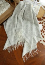 Dior Cannage Check Cashmere Fringed Poncho 140x140cm - Image 6