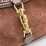 Gucci Jackie 1961 Perforated GG Suede Shoulder Bag 28cm - Image 6