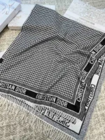 Dior CD Monogram Plaid Cashmere Wool Shawl 140x140cm - Image 6