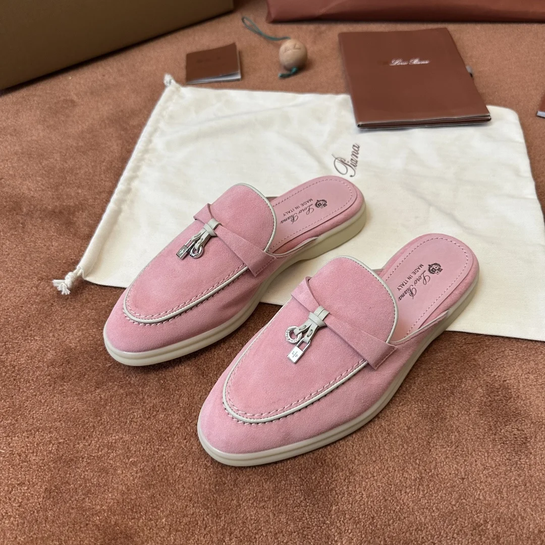 6-845 Loro Piana Charms Walk Babouche Women's Suede Mule FAL5900 30AT - Image 1