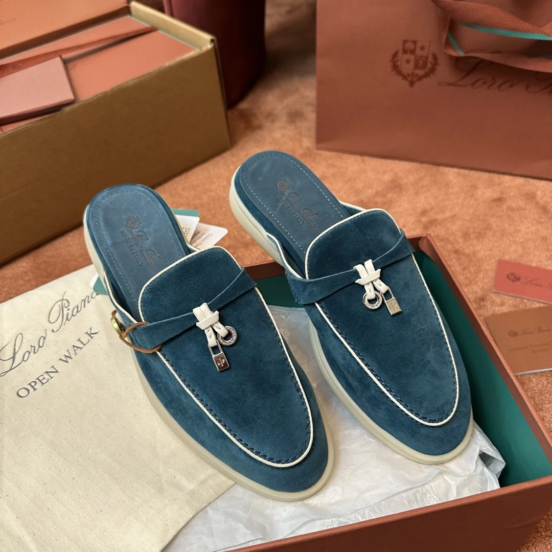 6-887 Loro Piana Charms Walk Babouche Women's Suede Mule FAL5900 510V - Image 1