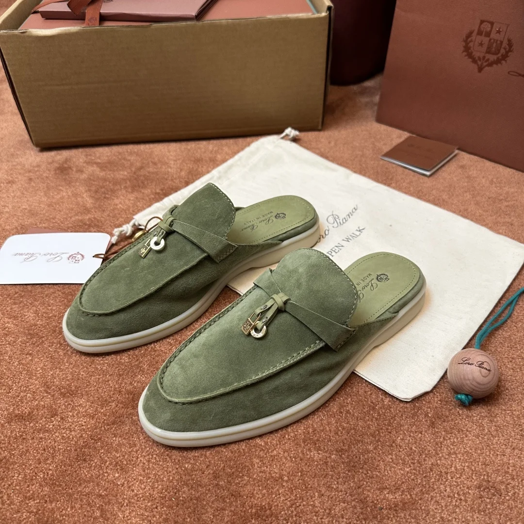 6-937 Loro Piana Babouche Charms Walk Women's Suede Mule FAI1543 50KY - Image 1