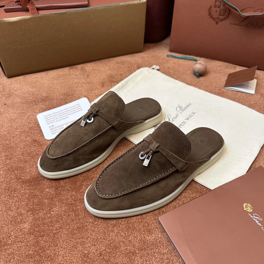 6-943 Loro Piana Babouche Charms Walk Women's Suede Mule FAI1543 H0X4 - Image 1