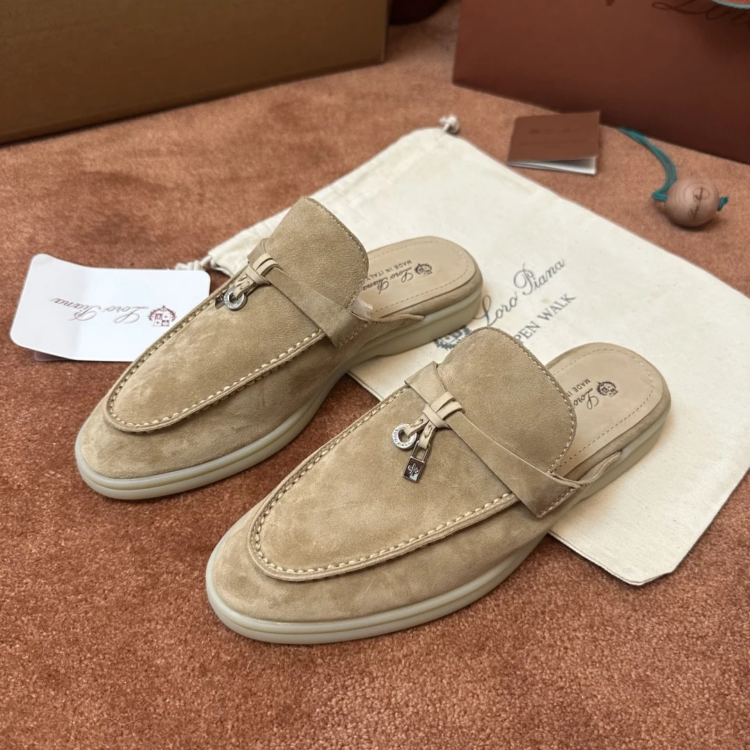 6-947 Loro Piana Babouche Charms Walk Women's Suede Mule FAI1543 H755 - Image 1