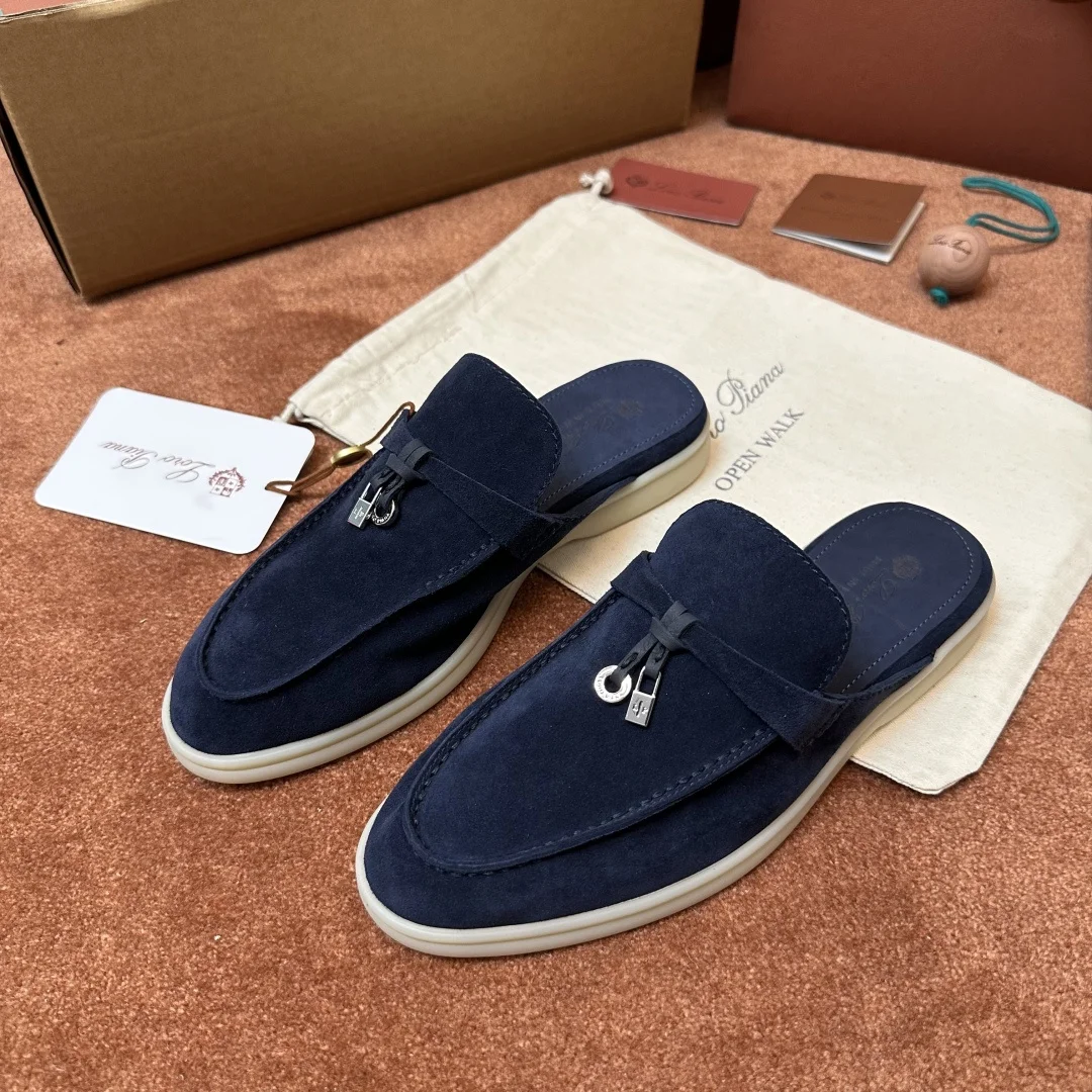 6-958 Loro Piana Babouche Charms Walk Women's Suede Mule FAI1543 W948 - Image 1