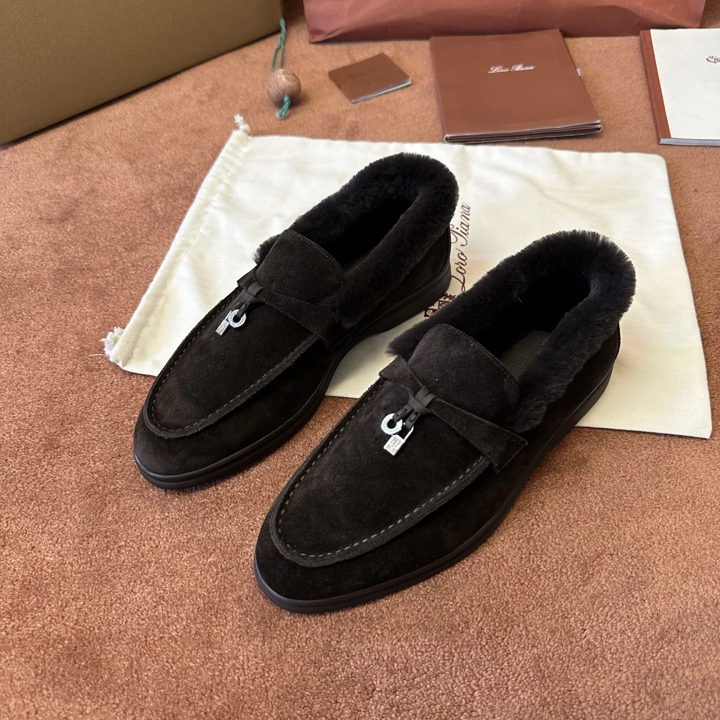 7-1135 Loro Piana Summer Charms Walk Women's Fur-Lined Moccasin FAL9227 H1A1 - Image 1
