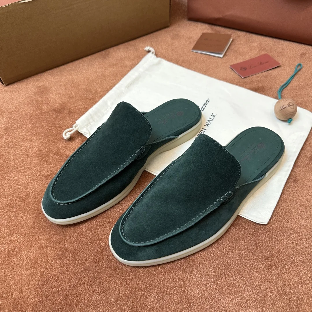7-1158 Loro Piana Babouche Walk Men's Suede Mule FAM3488 50SL - Image 1