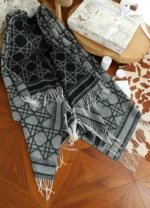 Dior Checkered Cashmere Cape 140*140 - Image 7