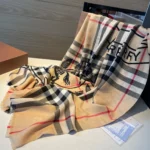 Burberry Equestrian Knight Check Silk Wool Shawl - Image 6