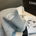 Chanl Classic Diamond Pattern Wool Cashmere Scarf - Image 7