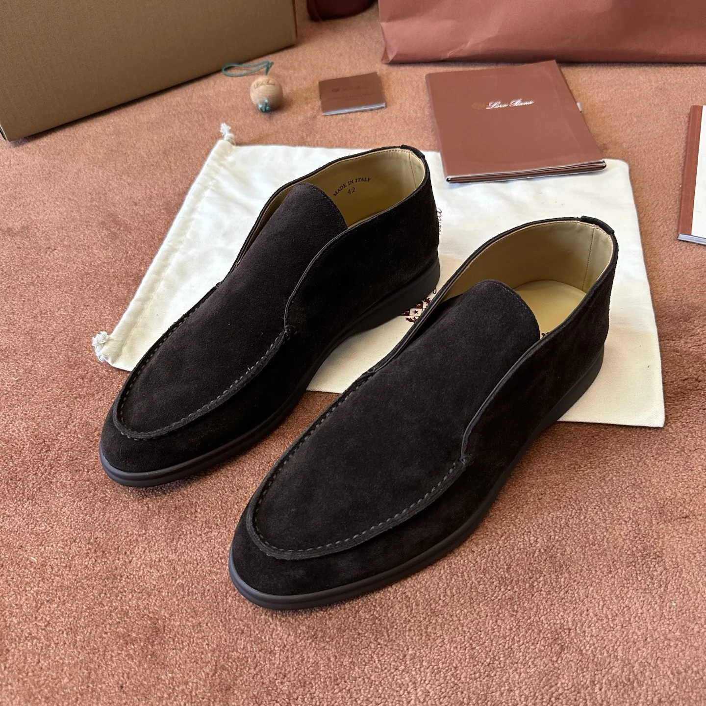 7-1628 Loro Piana Open Walk Suede Ankle Boot - Image 1