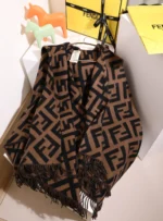 Fendi FF Diagonal Hooded Poncho 140x140cm - Image 5