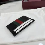 Gucci 2026 Web Stripe Leather Card Holder Black - Image 7