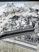 Dior CD Logo Jacquard Large Square Scarf Shawl Blanket 140*140cm - Image 7