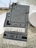 Dior CD Monogram Plaid Cashmere Wool Shawl 140x140cm - Image 7