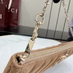 Gucci GG Marmont Vertical Quilted Suede Chain Pouch 26cm - Image 7