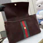 Gucci Paparazzo Horsebit Web Suede Top Handle Bag 37cm Dark Brown - Image 7