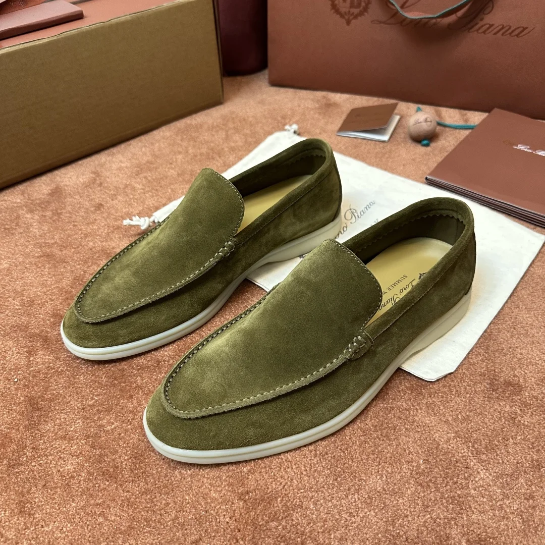 7-762 Loro Piana Summer Walk Men's Suede Moccasin FAE8124 50I5 - Image 1