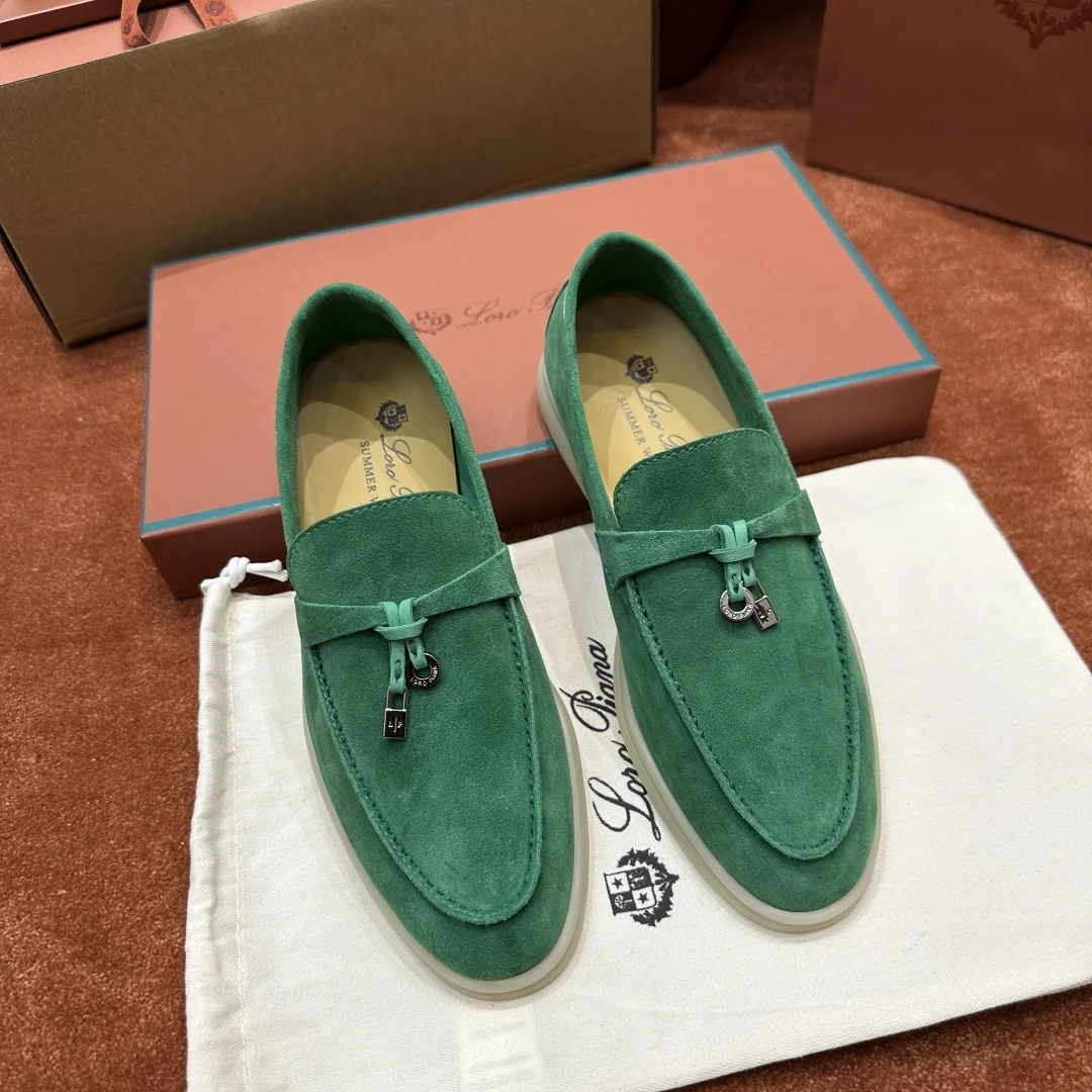 7-806 Loro Piana Summer Charms Walk Women's Suede Moccasin FAE5444 50PR - Image 1