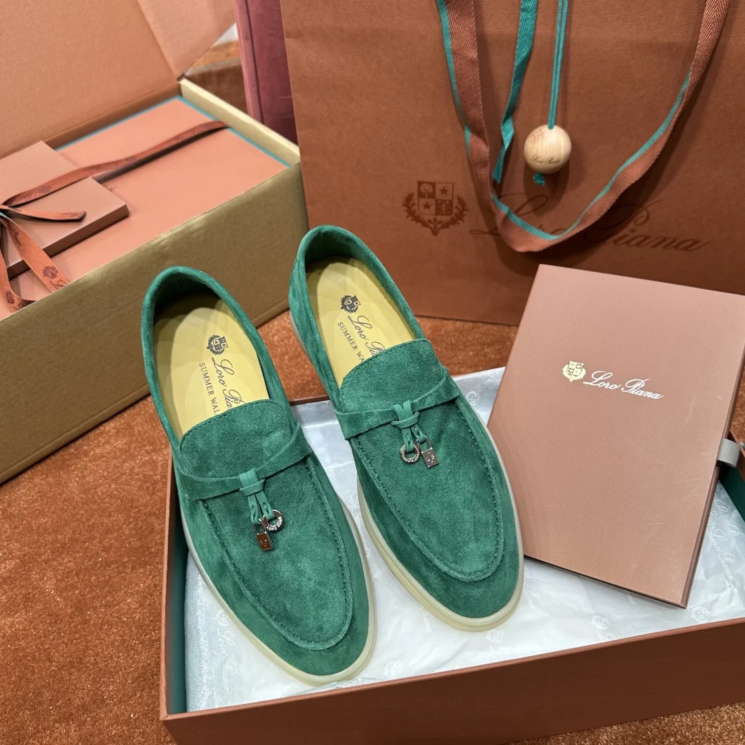 7-821 Loro Piana Summer Charms Walk Women's Suede Moccasin FAE5444 50RT - Image 1