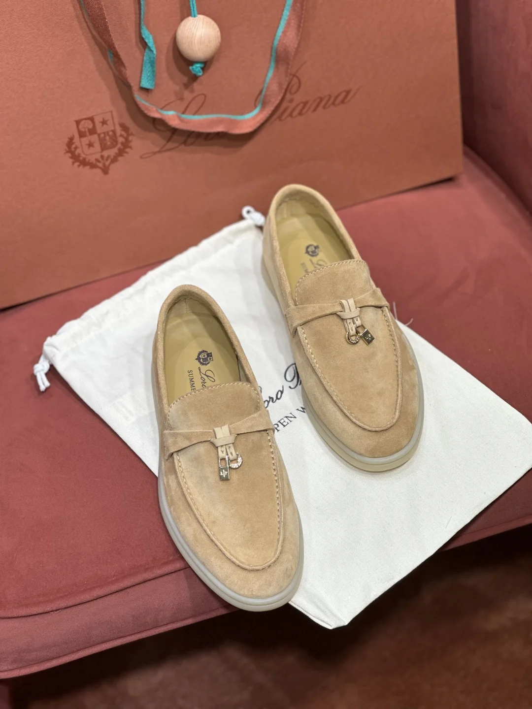 7-834 Loro Piana Summer Charms Walk Women's Suede Moccasin FAE5444 D0IW - Image 1