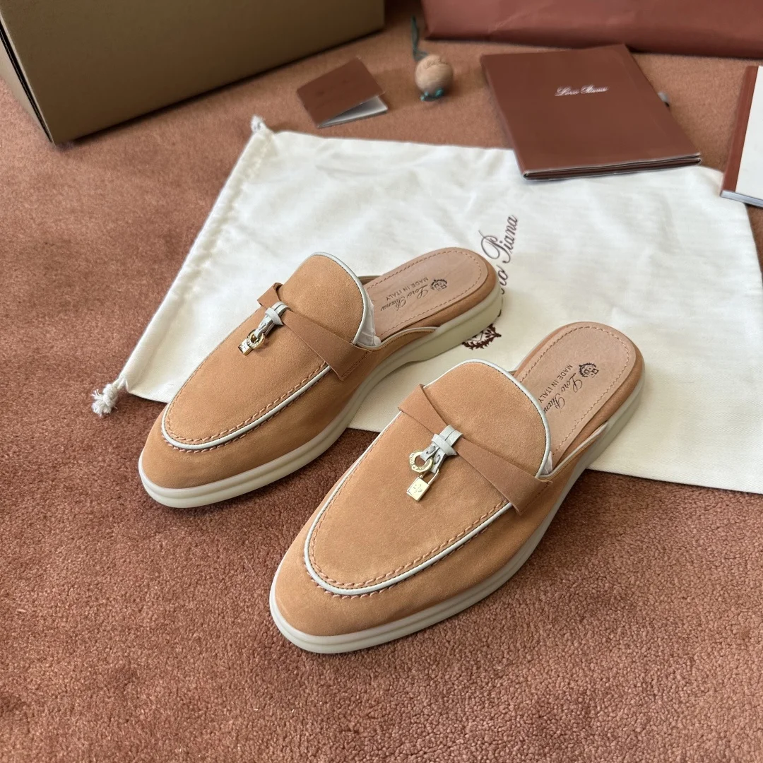 7-844 Loro Piana Charms Walk Babouche Women's Suede Mule FAL5900 E0HN - Image 1