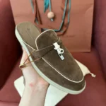 Loro Piana Charms Walk Babouche Women's Suede Mule FAL5900 H0X4 - Image 6