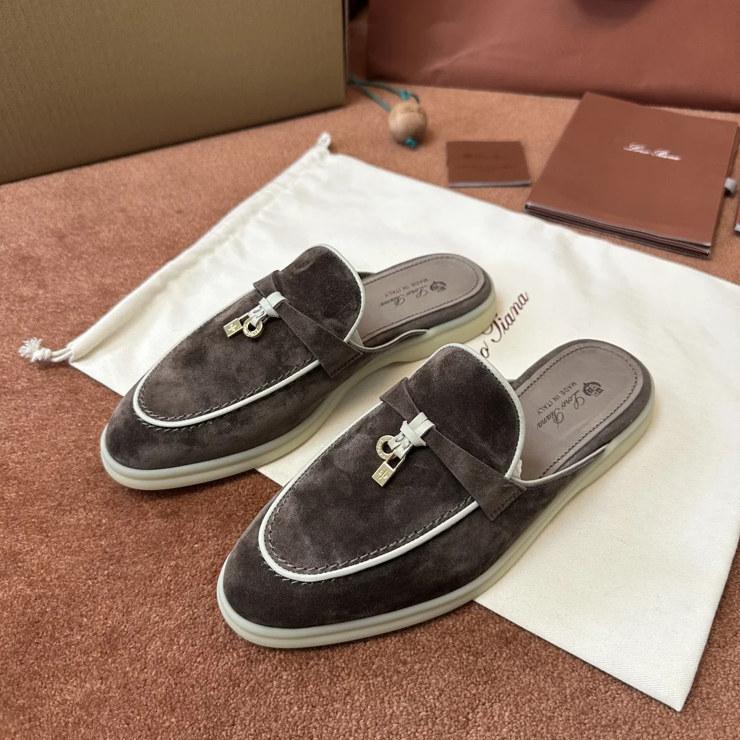 7-854 Loro Piana Charms Walk Babouche Women's Suede Mule FAL5900 MOTT - Image 1