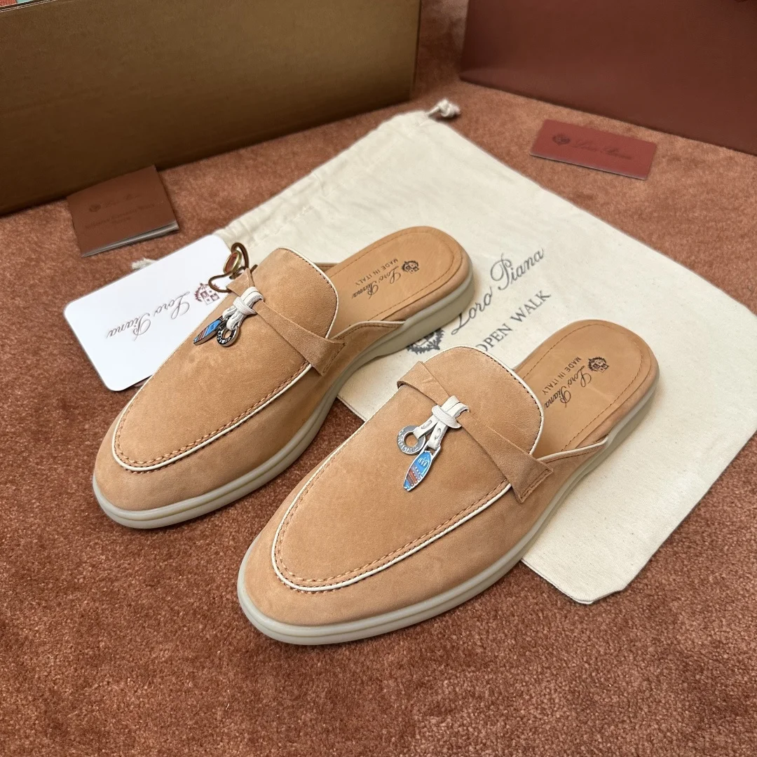 7-862 Loro Piana Charms Walk Babouche Women's Suede Mule FAL5900 30ES - Image 1