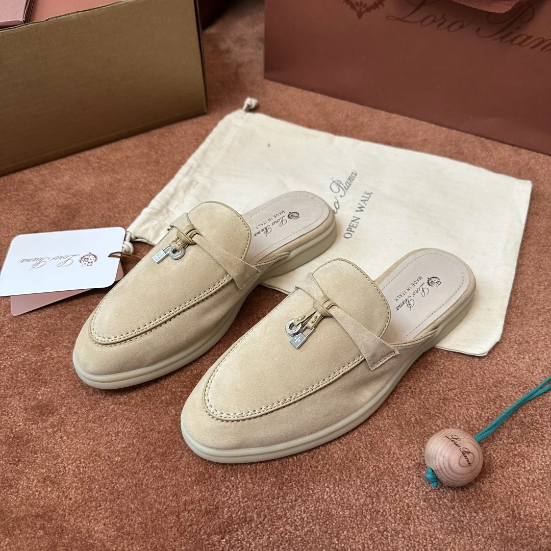 7-869 Loro Piana Charms Walk Babouche Women's Suede Mule FAL5900 DOEE - Image 1