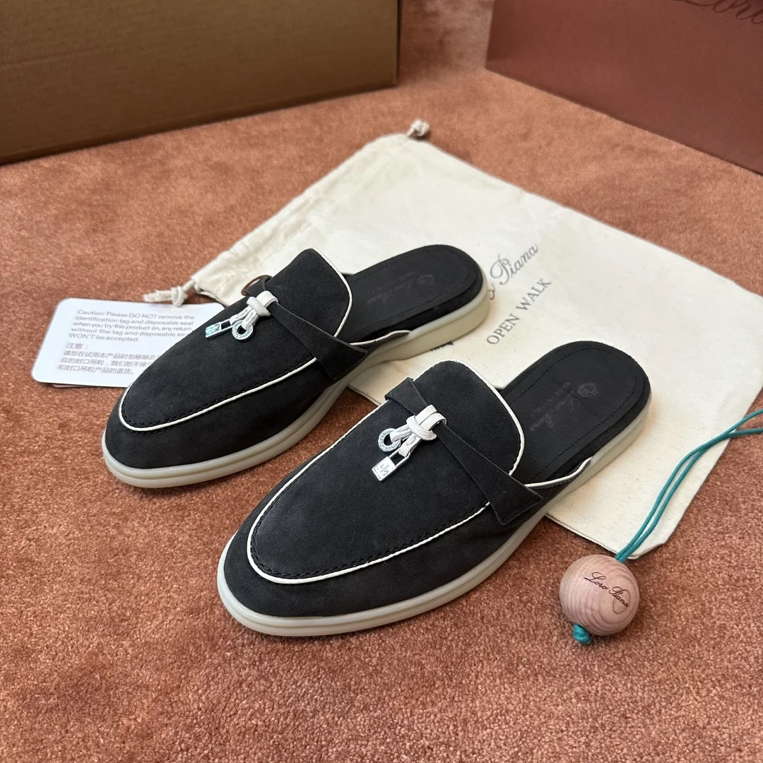 7-871 Loro Piana Charms Walk Babouche Women's Suede Mule FAL5900 MB97 - Image 1