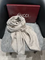 GUCCI Classic Silver Silk Scarf 140x140cm - Image 7