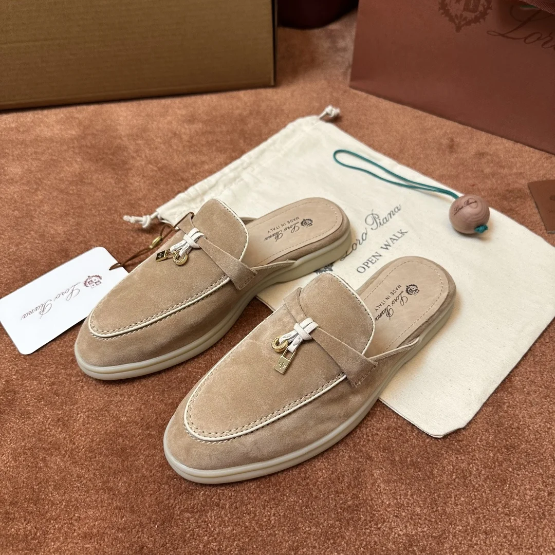 7-880 Loro Piana Charms Walk Babouche Women's Suede Mule FAL5900 D044 - Image 1