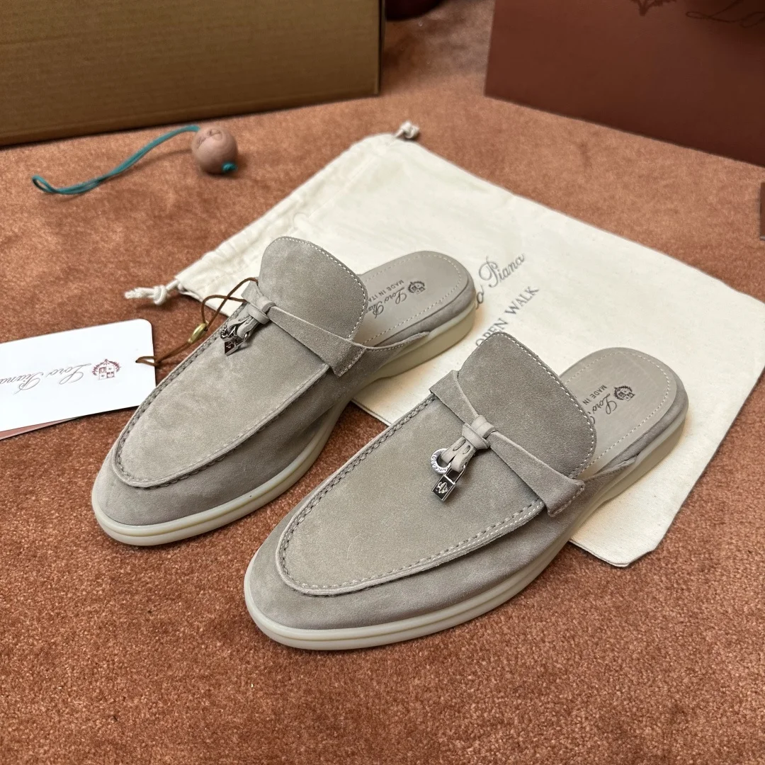 7-930 Loro Piana Babouche Charms Walk Women's Suede Mule FAI1543 D746 - Image 1