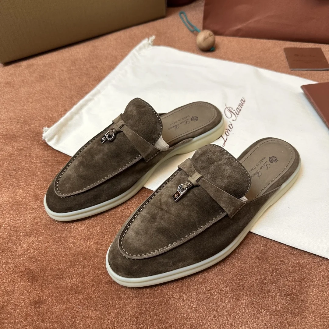 7-955 Loro Piana Babouche Charms Walk Women's Suede Mule FAI1543 51DW - Image 1