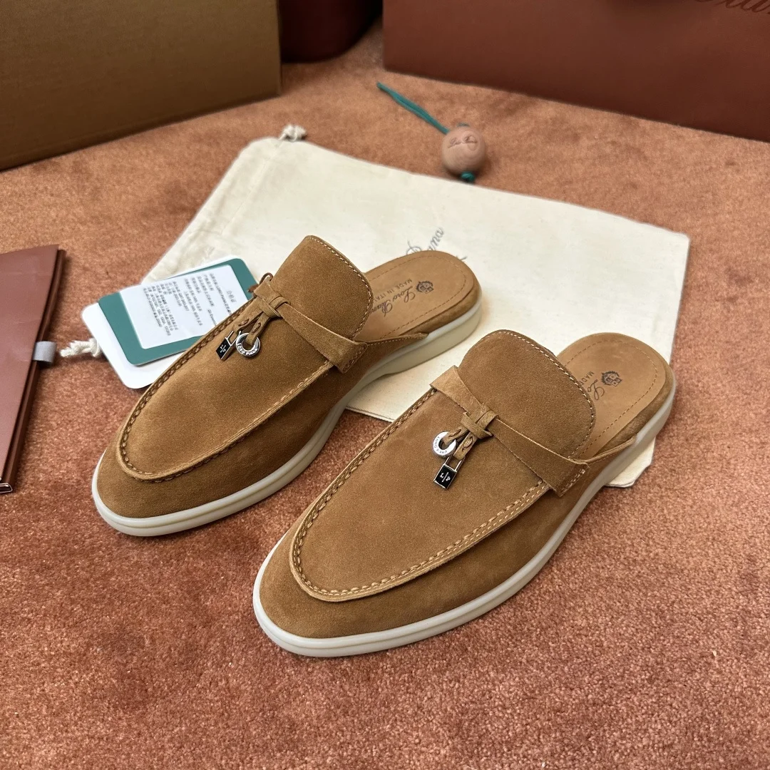 7-970 Loro Piana Babouche Charms Walk Women's Suede Mule FAI1543 HOVY - Image 1