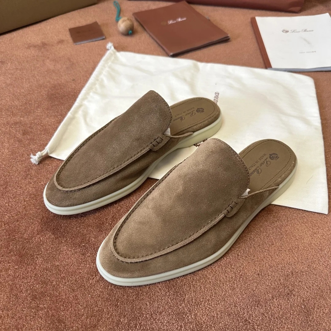 8-1142 Loro Piana Babouche Walk Men's Suede Mule FAM3488 HOVY - Image 1