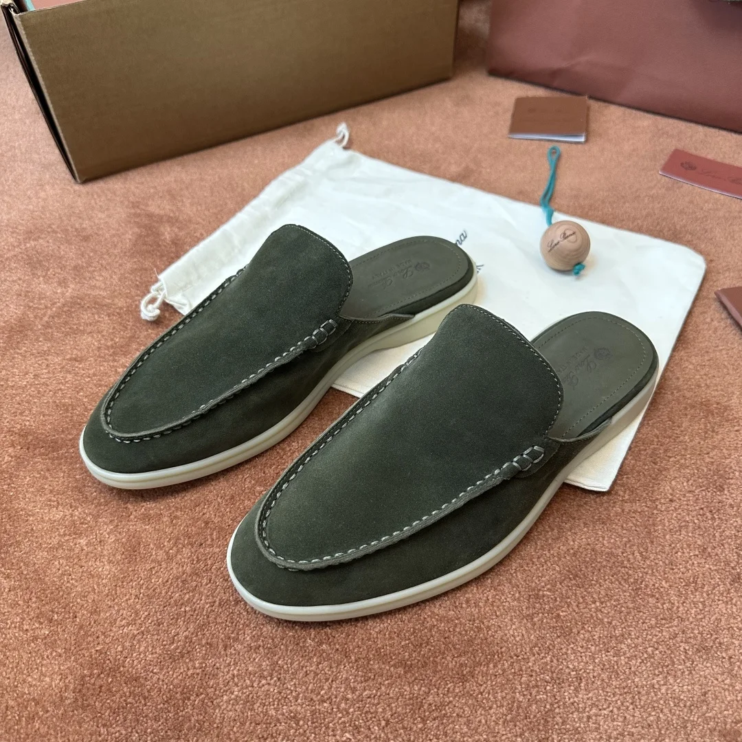 8-1147 Loro Piana Babouche Walk Men's Suede Mule FAM3488 50ZK - Image 1