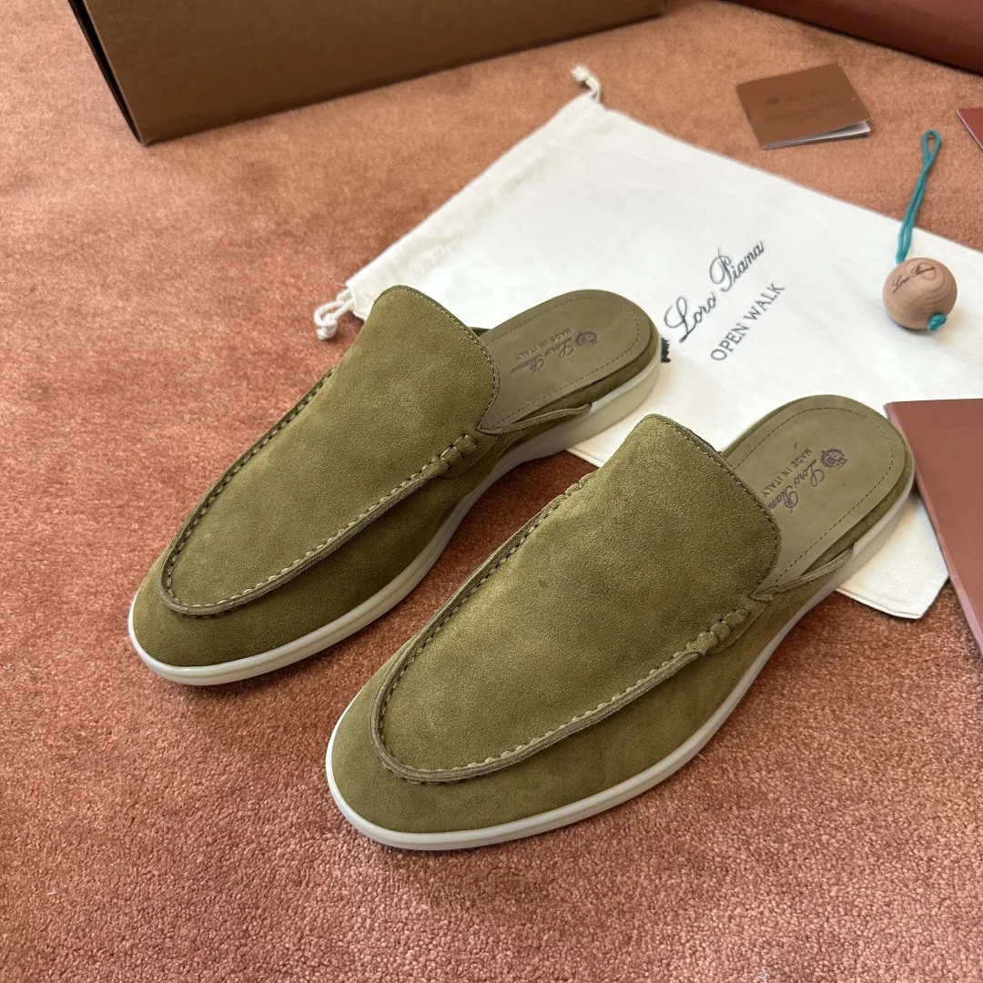 8-1148 Loro Piana Babouche Walk Men's Suede Mule FAM3488 50I5 - Image 1