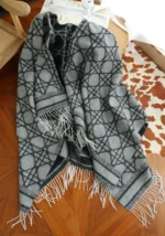 Dior Checkered Cashmere Cape 140*140 - Image 8