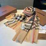 Burberry Equestrian Knight Check Silk Wool Shawl - Image 7